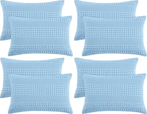 Vista 40 de PHF Fundas de almohada 100% algodón con tejido de gofre de 24 x 24 pulgadas, paquete de 2 fundas cuadradas para decoración elegante del hogar, sin