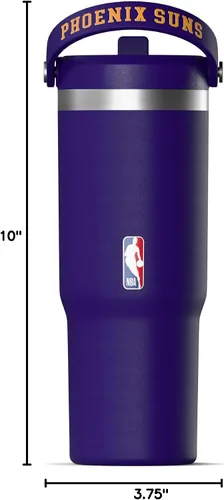 Vista 8 de Hydrapeak x NBA Vaso Nomad con Licencia Oficial de Phoenix Suns de 32 oz con Asa y Tapa con Popote, Botella de Agua de Acero Inoxidable a Prueba