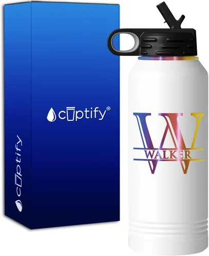 Vista 96 de Vaso personalizado de regalo de cumpleaños para mujeres y hombres, con monograma de escritura dividida, inicial y nombre grabado en negro, taza