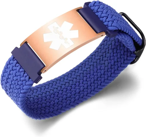 Vista 30 de Pulseras deportivas personalizadas de alerta médica para mujeres y hombres – Pulseras de identificación médica personalizadas con grabado gratuito