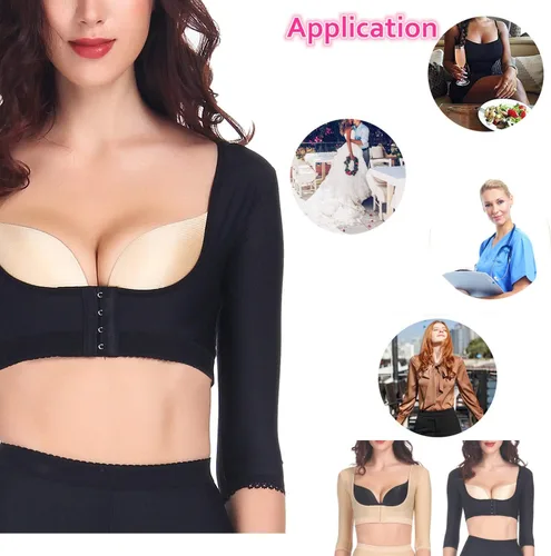 Vista 7 de Larrycard Upper Arm Shaper Post Surgical Slimmer Compression Sleeves Posture Corrector Tops Shapewear for Women