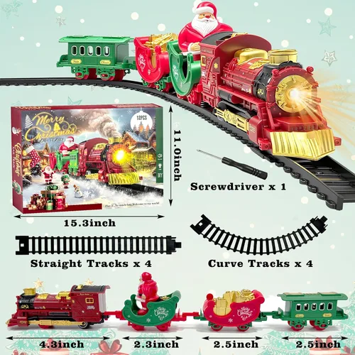 Vista 2 de Juego de trenes de Navidad Mini Trenes de Santa