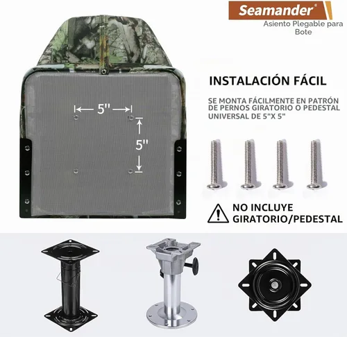 Vista 4 de Seamander - Paquete de 2 asientos de barco con respaldo alto de 23.5 pulgadas, asientos plegables para barco con bolsillo trasero, bisagras