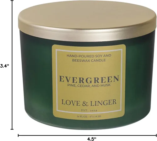Vista 8 de Evergreen - Velas perfumadas de soja y cera de abejas de lujo, 16 onzas, velas en tarro grande para el hogar, Navidad e invierno