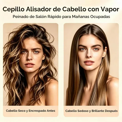 Vista 6 de Cepillo alisador de pelo de vapor iónico para cabello y cabello rizado