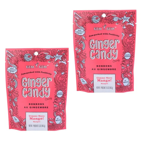 Vista 15 de Gem Gem Caramelos de jengibre masticables de sabor a limón, muestras de degustación de 1.25 oz