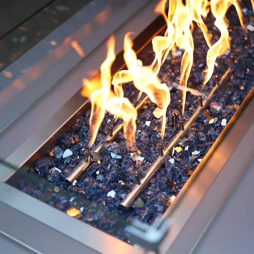 Vista 5 de Stanbroil - Vidrio de fuego de 10 libras – Cristal de fuego templado reflectante de 1/2 pulgada para chimenea de hoguera, azul Pacífico reflectante