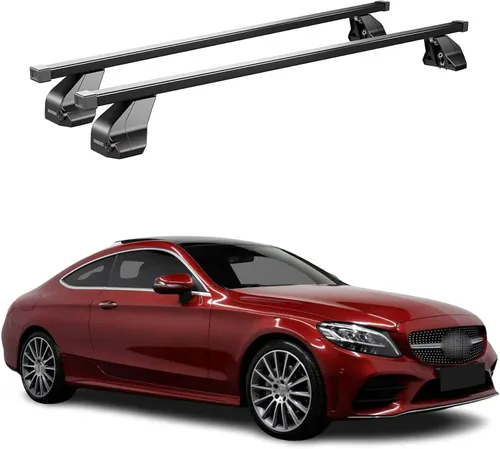 Vista 11 de OMAC Barras transversales de techo de punto fijo Mercedes Clase C Sedan 2015 a 2023, portaequipajes, 165 libras, aluminio, 2 piezas, color plateado