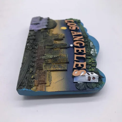Vista 4 de 3D Los Ángeles USA imán para refrigerador turístico recuerdos de viaje hecho a mano resina artesanía pegatinas magnéticas decoración hogar cocina