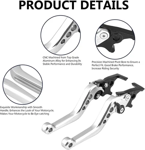 Vista 3 de Keenso Palanca de freno de doble disco, 1 par de 4 colores universal CNC aleación de aluminio modificación de motocicleta palanca de freno de disco