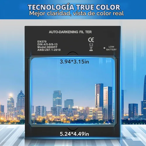 Vista 5 de TRQWH - Casco de soldadura con vista panorámica, oscurecimiento automático, color real, máscara de soldadura con sensor de 4 arcos, visualización