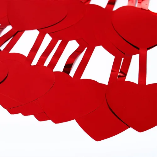 Vista 3 de Abien Cortinas de oropel de corazón, decoraciones de corazón, serpentinas rojas para decoración de fiesta de San Valentín, telón de fondo