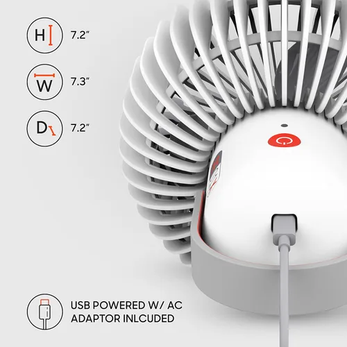Vista 5 de Sharper Image REFRESH 01X Ventilador personal recargable, potente flujo de aire, funcionamiento silencioso, 17 horas de tiempo de funcionamiento a