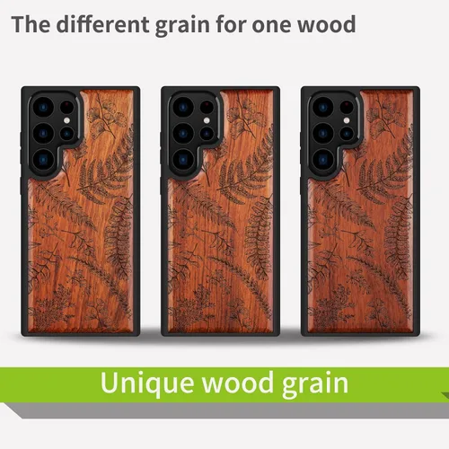 Vista 7 de Carveit Funda de madera para Galaxy S22 Ultra [madera natural y TPU suave] a prueba de golpes, diseño de madera único y elegante, compatible