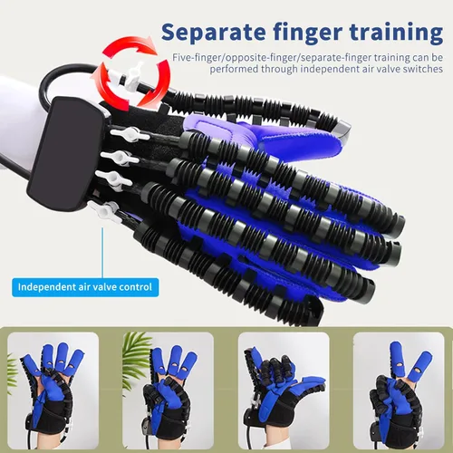 Vista 5 de GAOXIAO Guantes robot de rehabilitación para pacientes con hemiplejia cerebral, equipo de entrenamiento de recuperación de manos, guante robótico