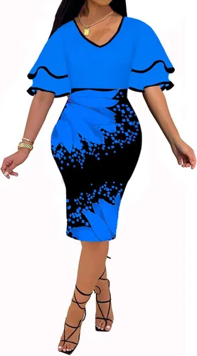 Vista 2 de Bttup Vestido de tubo sexy para mujer, elegante, ajustado, vestido de cóctel, para boda, graduación, vestidos de iglesia africana