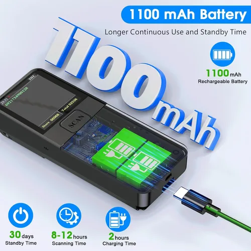 Vista 7 de Mini escáner de código de barras inalámbrico portátil 1D, Bluetooth y 2.4 GHz y USB, todo en uno, escáner de código de barras láser inalámbrico