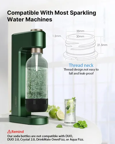 Vista 2 de Botellas para hacer refrescos, botellas de agua con gas reutilizables de 1 litro, botellas de carbonatación reutilizables, botella de repuesto