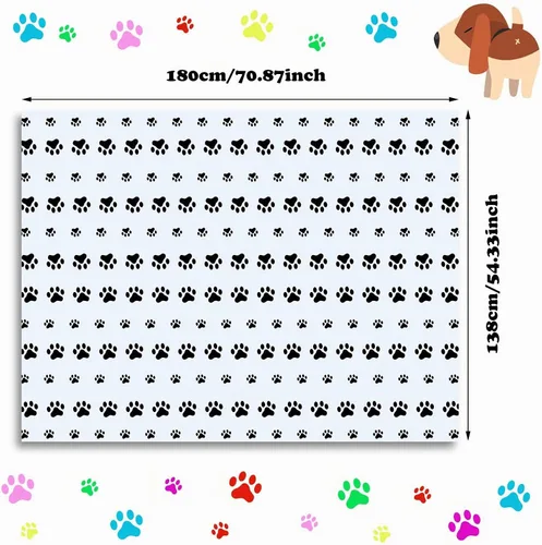 Vista 2 de Tatuo - 2 manteles con estampado de patas, decoración de fiesta de perro, negro, 71 x 54 pulgadas Disposable Plastic Cover for Dog Birthday