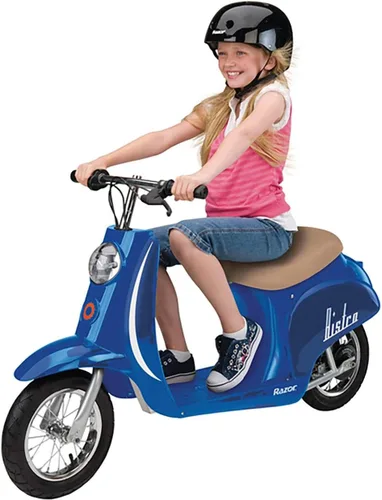 Vista 2 de Razor Pocket Mod - Patinete de motor eléctrico en miniatura Euro 24V 250W, color blanco y azul (paquete de 2) - Velocidades de hasta 15 MPH