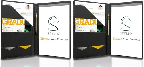 Vista 17 de STYLIO - Padfolio, carpeta organizadora de portafolio p/currículum/entrevista, documento legal, tarjeta comercial, bloc de notas tamaño carta Negro
