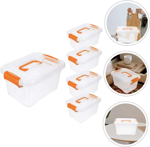 Vista 9 de Caja de herramientas 5pcs Caja de almacenamiento portátil Multifunción Oficina Abs Misceláneo Contenedor