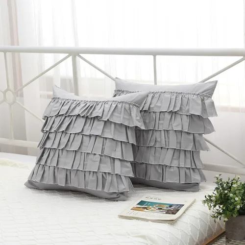 Vista 41 de Fundas de almohada cuadradas a cuadros en blanco y negro con volantes, fundas de almohada a cuadros, fundas de almohada de gingham, fundas
