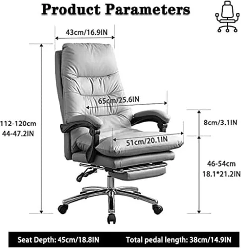 Vista 2 de Executive Big and Tall Office Chair Heavy Duty High Back Reclining Computer Desk Chair with Massage Back Linkage Armrests and Retractable Footrest