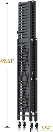 Vista 8 de YSSOA Estante de metal plegable de 3 niveles, 27.95 pulgadas de profundidad x 13.39 pulgadas de ancho x 33.85 pulgadas de alto, estantería