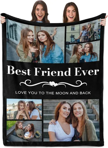 Vista 7 de Envío al día siguiente, regalos de cumpleaños para mejores amigas, manta personalizada con fotos, regalos de manta para mejores amigas y BFF, regalo
