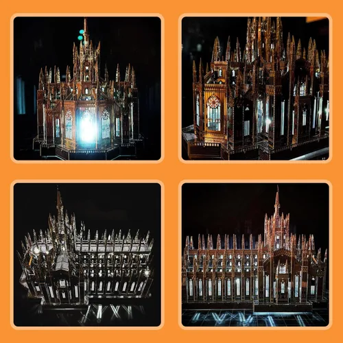 Vista 4 de Microworld Kits de modelos de rompecabezas de metal 3D, kit de construcción de modelos de arquitectura de la catedral de Milán de Italia