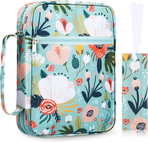 Vista 15 de Laumoi Funda para la Biblia para mujer, funda de Biblia floral de 10 pulgadas, bolsa protectora portátil para suministros de estudio bíblico, Varios