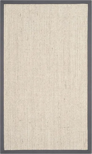 Vista 67 de Alfombra de sisal Safavieh, de color maíz y negro, tejida a mano, de la colección de fibras naturales; 5 x 8 pulgadas, NF441A, Tela, Gris / Gris