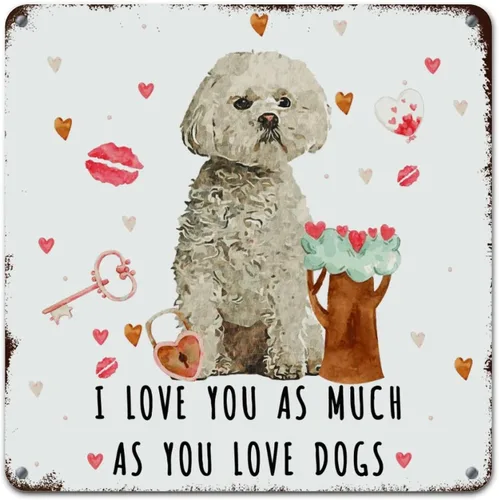 Vista 22 de Wall Decor Metal Sign Love Mails French Bulldog Sign I Love You As Much As You Love Dog Retro Street Hanging Sign Saint Valentine's Day Metal Plaque