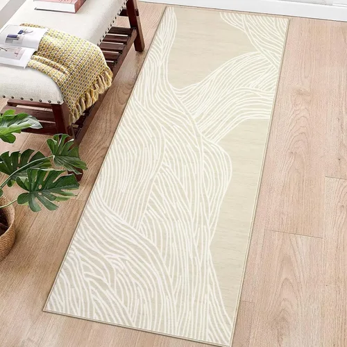 Vista 10 de GAOMON Alfombra moderna de 2 x 6 pies, alfombra suave de lana sintética, alfombra de entrada, contemporánea, antideslizante, alfombra larga