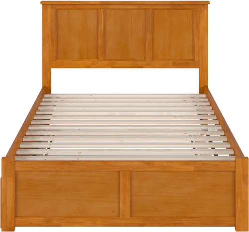 Vista 12 de AFI Madison Cama de Plataforma de Madera Maciza Matrimonial con Piecero y Cama Nido Matrimonial en Toffee Claro