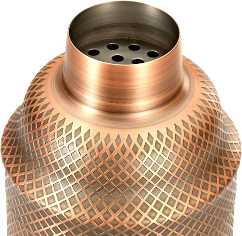 Vista 4 de Barfly Juego de coctelera japonesa de 3 piezas con entramado de diamante (24 onzas/23.7 fl oz), cobre antiguo