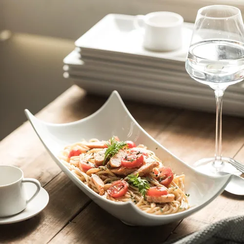 Vista 3 de Gomakren Juego de 3 platos para servir de porcelana para pavo y para entretener, platos curvados especiales, profundos y profundos para Acción