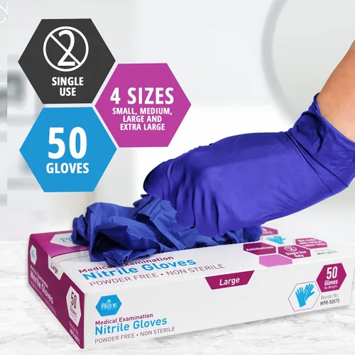 Vista 5 de MED PRIDE Guantes de nitrilo para examen médico, guantes quirúrgicos desechables sin polvo y látex para médicos, enfermeras, hospitales y uso