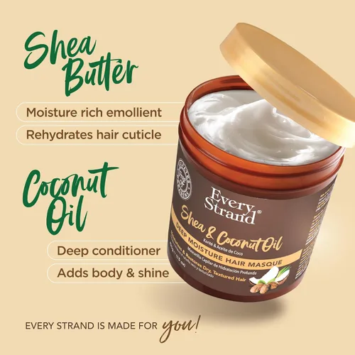 Vista 3 de Every Strand Mascarilla para cabello profundo de karité y aceite de coco, 15 onzas