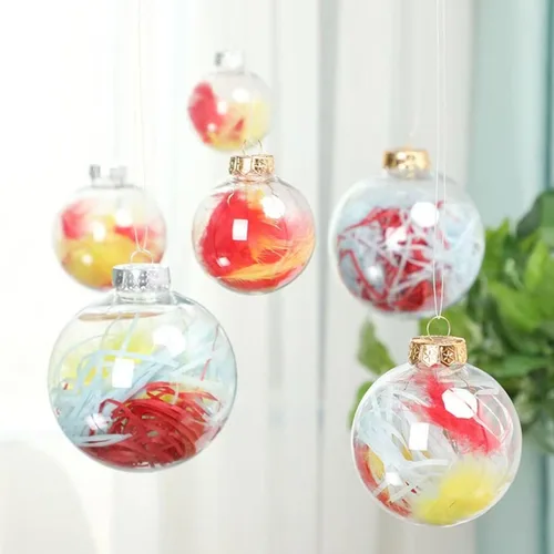 Vista 3 de Neioaas 12 bolas de adornos transparentes rellenables, bolas transparentes de 3.15 pulgadas, bolas de plástico para manualidades, adornos redondos