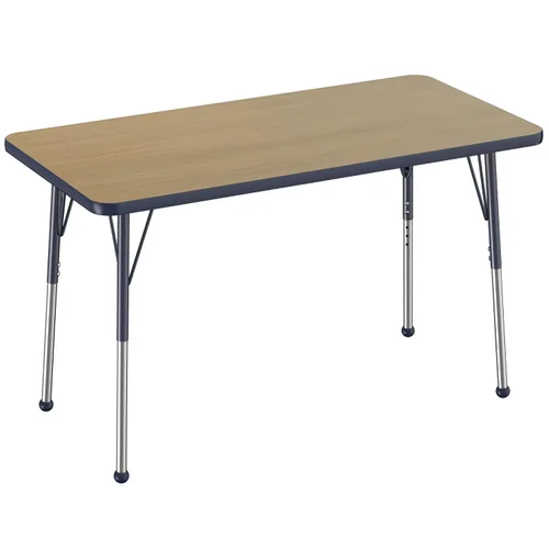 Vista 14 de FDP - Mesa rectangular para actividades escolares y de oficina (24 x 36 pulgadas), patas estándar con deslizadores giratorios, altura ajustable