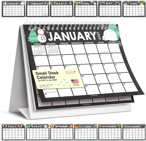 Vista 19 de Small Desk Calendar 2027 Standing Flip - 2027 Desk Calendar Small 2027-2028 Colorful Pastel