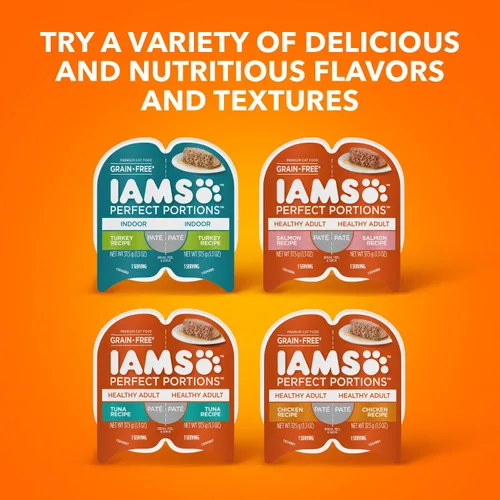 Vista 10 de IAMS Perfect Portions - Paté de comida húmeda para gatos adultos saludables, sin granos, receta de pollo, 2.6 onzas, bandejas gemelas fáciles