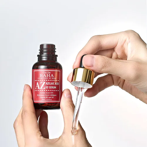 Vista 4 de Cos De BAHA Suero prémium de ácido azelaico al 10%, 1 onza líquida, suero facial de niacinamida y pantenol para piel propensa a manchas, propensa al