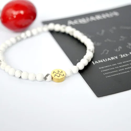 Vista 2 de Pulsera de constelación con signo de estrella de energía de 0.157in con dije chapado en oro de 18 quilates para mujer