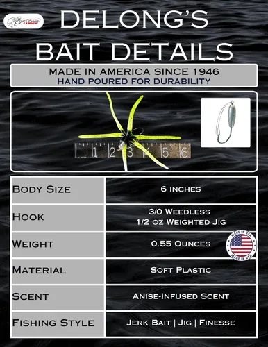 Vista 3 de Delong Lures - Los Señuelos de Pesca Squirm - Kit Definitivo de Pesca de Lubina - Jigs con Peso para Agua Dulce y Salada, Señuelos Swimbait Grandes