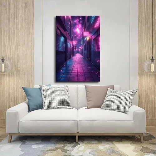 Vista 5 de 80s Inspired Neon Futuristic Poster – Retro Sci-Fi Glow Art – Unique Synthwave Home & Office Décor Canvas Poster Wall Art Decor Print Picture