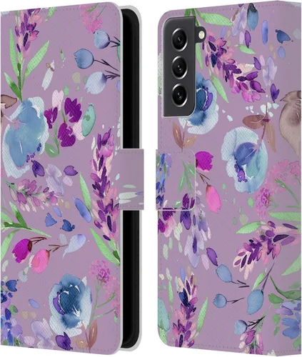 Vista 66 de Head Case Designs Officially Licensed Ninola Abstract Poppies Lilac Floral Leather Wallet Case Compatible with Samsung Galaxy A07 4G