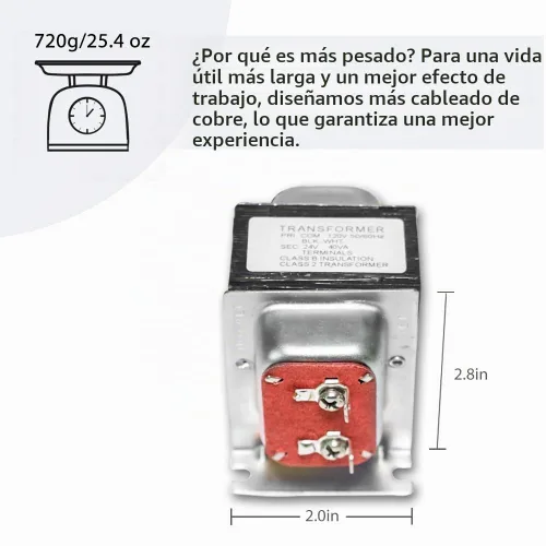 Vista 3 de VIIVRIA Transformador de timbre de puerta de 24 V 40 VA, núcleo de cobre resistente para Ring Pro/2 y Nest Hello, fuente de alimentación cableada